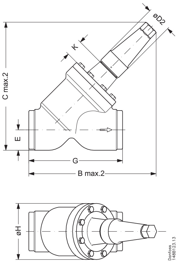 Shut-off valve, SVA-S 125, Max. Working Pressure [bar]: 52.0, Cap