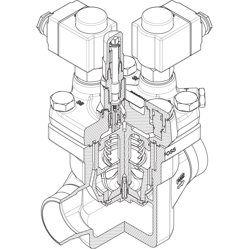 ICSH Dual position solenoid valve - cut - no color | ICSH — двухступенчатые клапаны | официальный сайт Danfoss Россия