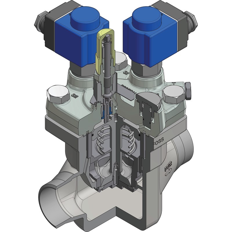 ICSH Dual position solenoid valve - cut - color | ICSH — двухступенчатые клапаны | официальный сайт Danfoss Россия