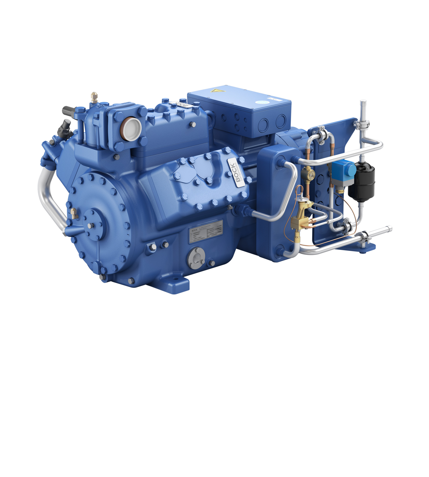 LINEAR COMPRESSOR 17 ヒートシンク付き BOCK, HGZX7/1620-4 R404A/R507, Two-stage compressor | Danfoss